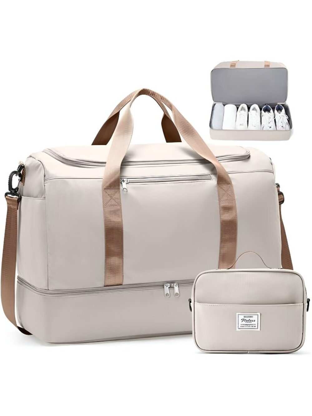 Extra Large Travel Duffle Bag with Shoe Compartment & Toiletry Bag
